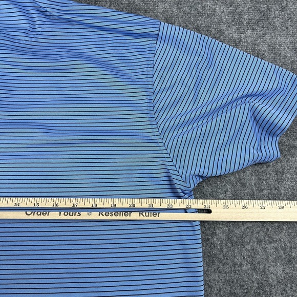 Donald Ross Polo Shirt Mens Medium‎ Blue Stripe Golf Performance Casual Top - Picture 5 of 6